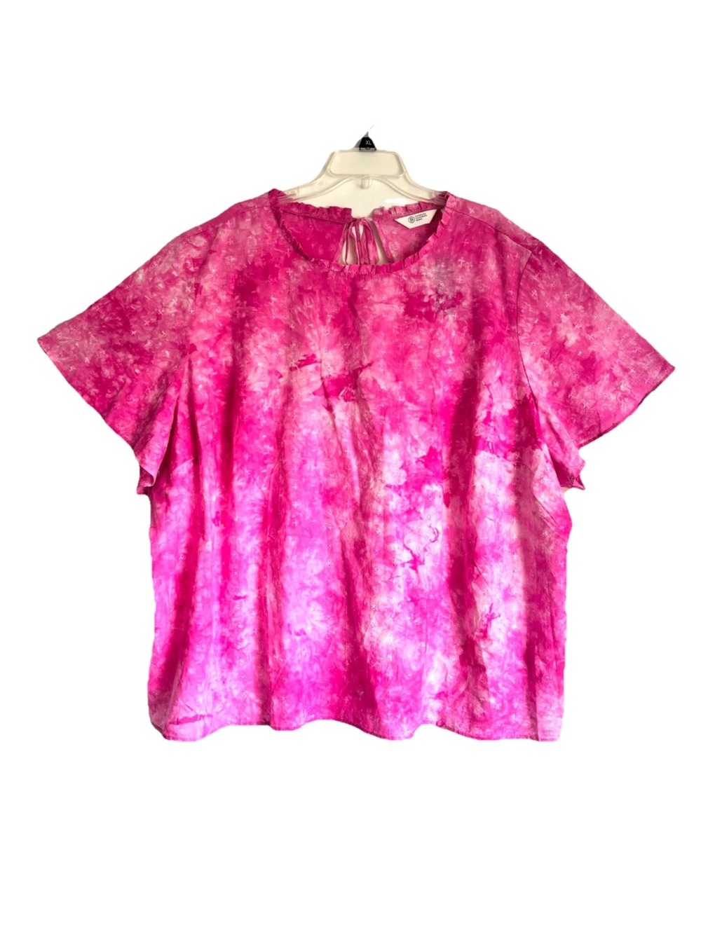 Candace Cameron Bure Tie-Dye Embroidered Top Sz 5X Pink